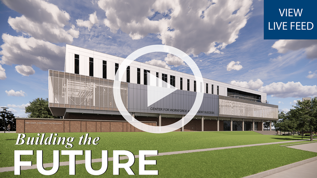 Rendering of the Center for Workforce and Student Success building Live Feed Popup